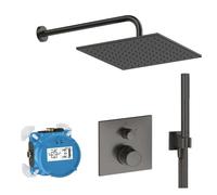 Ideal Standard CeraTherm - Conjunto de ducha con termostato empotrado, con cuerpo de montaje, 30x30 cm, Magnetic Grey A7572A5