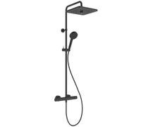 Ideal Standard Ceratherm T25+ Sistema de ducha, Cabezal de ducha ecológico ahorrador de agua con patrones de rociado variables, protección contra quemaduras - Negro Mate (315x510.5x1117 mm)
