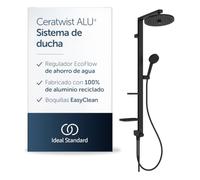 Ideal Standard Ceratwist Alu+ Termostática ducha exterior, Fabricada con un 100% de aluminio reciclado, ducha con ahorro de agua y tipos de chorro variables - Negro Mate (338x501x1104 mm)