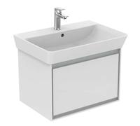 Ideal Standard Connect Air - Mueble bajo lavabo Cube 65 cm, 58x41x40 cm, blanco brillante/gris claro mate E0847KN