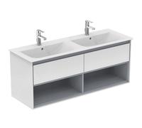 Ideal Standard Connect Air mueble bajo para lavabo, 1300x440x517mm, 2 extraíbles, E0831KN, Color: Blanco brillante / gris claro mate