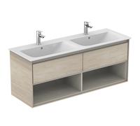 Ideal Standard Connect Air mueble bajo para lavabo, 1300x440x517mm, 2 extraíbles, E0831UK, Color: Pino claro / marrón mate