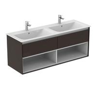 Ideal Standard Connect Air mueble bajo para lavabo, 1300x440x517mm, 2 extraíbles, E0831VY, Color: Marrón mate / blanco mate