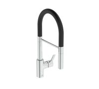 Ideal Standard Gusto - Grifo de fregadero con brazo flexible y ducha, cromo/negro BD417AA