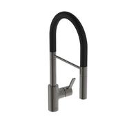Ideal Standard Gusto - Grifo de fregadero con brazo flexible y ducha, Gris magnético/Negro BD417A5