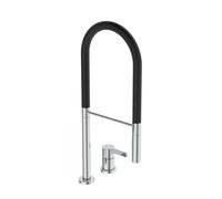 Ideal Standard - Gusto Monomando de cocina de dos orificios, Semi Pro, con rociador extraíble y dos modos de chorro, caño giratorio 360°, 6,7 l/min, Conexión de tornillo desde abajo, Cromo