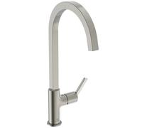 Ideal Standard - Gusto Monomando de cocina, Caño cuadrado en C, con cartucho FirmaFlow, caño giratorio 360°, fácil de instalar con fijación EasyFix+, Tormenta Plateada
