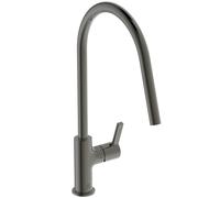 Ideal Standard - Gusto Monomando de cocina, Caño redondo en C, con cartucho FirmaFlow, caño giratorio 360°, fácil de instalar con fijación EasyFix+, Gris Magnético