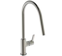 Ideal Standard - Gusto Monomando de cocina, Caño redondo en C, con cartucho FirmaFlow, caño giratorio 360°, fácil de instalar con fijación EasyFix+, Tormenta Plateada