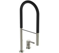 Ideal Standard - Gusto Monomando de cocina de dos orificios, Semi Pro, con rociador extraíble y dos modos de chorro, caño giratorio 360°, 6,7 l/min, Conexión de tornillo desde abajo, Tormenta Plateada