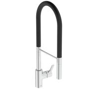 Ideal Standard - Gusto Monomando de cocina, Semi Pro, con rociador extraíble y dos modos de chorro, caño giratorio 360°, 6,3 l/min, fácil de instalar con fijación EasyFix+, Cromo