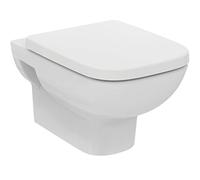 Ideal Standard - i.life A Pack Inodoro a pared, Diseño angular, Inodoro sin reborde (RimLS+), Asiento con cierre amortiguado, en acabado blanco brillante