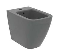 Ideal Standard - i.life B, Bidé de tierra alambre de pared, Con agujero para grifería, Con agujero para desbordamiento, Gris brillante