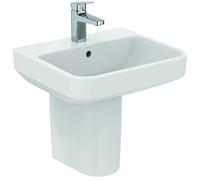 Ideal Standard - i.life B Lavabo de 50 cm con orificio central para la grifería abierta y orificio de desbordamiento. Columna, semicolona y sifón decorativo para comprar por separado. Blanco