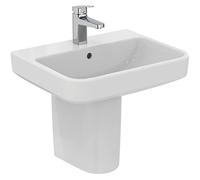 Ideal Standard - i.life B Lavabo de 55 cm con orificio central para la grifería abierta y orificio de desbordamiento. Columna, semicolona y sifón decorativo para comprar por separado. Blanco