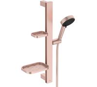 Ideal Standard Idealrain Alu+ Kit de ducha con barra, Cabezal de ducha con ahorro de agua, dos tipos de chorro (SilkRain y Rain) y bandejas ajustables - Rosa (349x157x600 mm)