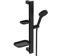 Ideal Standard ALU+ - Conjunto de alcachofa de ducha, barra y manguera, 2 chorros, negro seda BD586XG