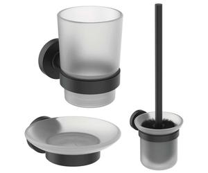 Ideal Standard IOM - Juego de accesorios para baño, cristal mate/negro A9245XG