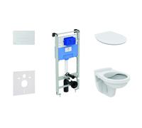 Ideal Standard ProSys - Conjunto de módulo de instalación empotrado, inodoro Alpha con asiento, pulsador de descarga Oleas M1, SoftClose, cromo mate ProSys120M SP41