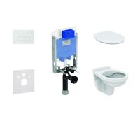 Ideal Standard ProSys - Conjunto de módulo de instalación empotrado, inodoro y asiento Alpha, pulsador Oleas M2, SoftClose, cromo mate ProSys80M SP110
