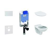 Ideal Standard ProSys - Conjunto de módulo de instalación empotrado, inodoro y asiento Alpha, pulsador Oleas M1, SoftClose, cromo mate ProSys80M SP113