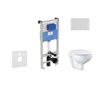 Ideal Standard ProSys - Conjunto de módulo de instalación empotrado, inodoro y asiento Bau Ceramic, pulsador Oleas M1, Rimless, SoftClose, cromo mate ProSys120M SP65