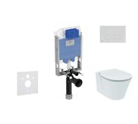 Ideal Standard ProSys - Conjunto de módulo de instalación empotrado, inodoro y asiento Connect Air, pulsador Oleas M2, Aquablade, SoftClose, cromo mate ProSys80M SP92