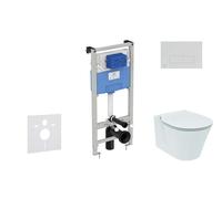 Ideal Standard ProSys - Conjunto de módulo de instalación empotrado, inodoro y asiento Connect Air, pulsador Oleas M2, Aquablade, SoftClose, cromo mate ProSys120M SP20