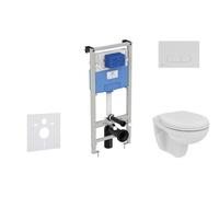 Ideal Standard ProSys - Conjunto de módulo de instalación empotrado, inodoro y asiento Eurovit, pulsador Oleas M1, Rimless, SoftClose, cromo mate ProSys120M SP53