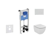 Ideal Standard ProSys - Conjunto de módulo de instalación empotrado, inodoro y asiento Tesi, pulsador Oleas M2, Aquablade, SoftClose, cromo mate ProSys120M SP2