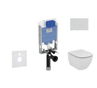 Ideal Standard ProSys - Conjunto de módulo de instalación empotrado, inodoro y asiento Tesi, pulsador Oleas M2, Aquablade, SoftClose, cromo mate ProSys80M SP74