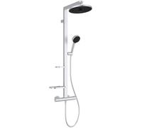 Ideal Standard Sistema de ducha Ceratherm Alu+, múltiples funciones de ducha, función termostática, ahorro de agua y energía, elementos centrales de aluminio, acabado plateado