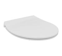Ideal Standard Tirso Asiento de inodoro universal con mecanismo de cierre suave, extraíble de forma ovalada para una fácil limpieza, hecho de polipropileno reciclado - Blanco (365x425 mm)