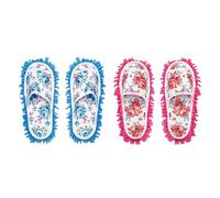 IDEANATEGRATE 2 Pares de Pantuflas de Fregona para Limpiar Suelos Suela Desmontable de Microfibra Chenilla y Algodón, Lavables a Mano, Ideales para Sala y Cocina