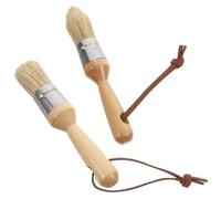 IDEANATEGRATE Pinceles Redondos Multiusos Set de 2 para Pintura al Óleo Cerdas de Cerda y Madera, Resistentes Caída para Pintar Coches y Muebles