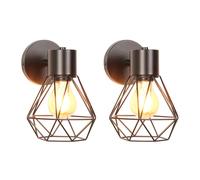 iDEGU 2 Piezas Apliques de Pared Vintage Industrial Lámpara de Pared Interior Diseño de Jaula de Metal Retro Luz de Muro Ajustable Lámpara de Techo para Dormitorio Pasillo Salón Cocina (Negra)