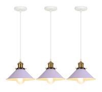 iDEGU 3 Piezas Lámparas Colgantes Retro, 22cm Vintage Lámpara de Techo Moderna Estilo Nordico Tulipa en Metal E27 Luz Colgante para Cocina Comedor Salón Dormitorio Pasillo (Violeta)