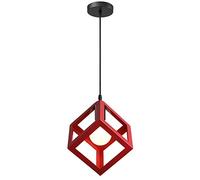 iDEGU Lámpara Colgante Moderna en Forma de Cubo Lámpara de Plafón de Estilo Geométrico de Metal E27 Lámpara de Techo para Dormitorio, Salón, Restaurante - 16 cm, Rojo