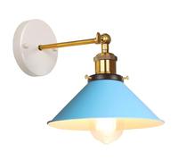 iDEGU Lámpara de Pared Interior E27 Aplique de Pared Industrial de Metal 22cm Tulipa Moderno Lámpara de Techo Ajustable Iluminación de Muro Aplique para Salón, Dormitorio, Pasillo, Cocina (Azul)