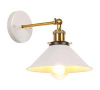 iDEGU Lámpara de Pared Interior E27 Aplique de Pared Industrial de Metal 22cm Tulipa Moderno Lámpara de Techo Ajustable Iluminación de Muro Aplique para Salón, Dormitorio, Pasillo, Cocina (Blanco)