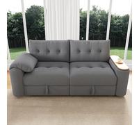 Idemon Sofá de peluche de 3 plazas pequeño modular con espacio de almacenamiento, reposacabezas y mesa auxiliar integrada, sofá cama para apartamento, salón y habitación de invitados (gris)