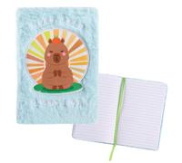 Idena 11559 - Cuaderno Fluffy Capybara, 13 x 18 cm, rayado, 64 hojas de 80 g/m² en blanco, con cinta marcapáginas y cubierta de felpa