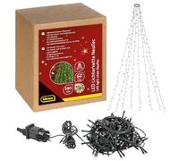 Idena 31108 - NewTec LED fairy lights para interior y exterior con 280 LED en blanco cálido, árbol de Navidad con 8 cuerdas, 8 ajustes de luz, fuente de alimentación y temporizador de 8 horas