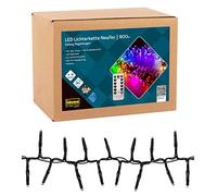 Idena 31109 - Cadena de luces LED para interior/exterior NewTec, 800 LED, iluminación colorida, 8 configuraciones de luz, atenuador, fuente de alimentación y temporizador de 8 horas