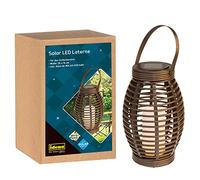 Idena 31243 - Farol solar LED con luz blanca cálida, de plástico negro con asa y vela LED, incluye módulo solar y batería, aprox. 26 x 16 cm, para iluminación decorativa en exteriores