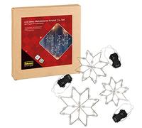 Idena 31810 - Estrellas de Metal decorativas Led con Luces de Hadas Integradas Para Uso En Interiores y Exteriores, 3 Estrellas En Blanco Cálido con Batería y Función de Temporizador de 6 Horas
