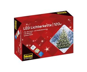 Idena 8325097 - Cadena de luces LED con 120 LEDs en blanco cálido, con función de temporizador de 8 horas y transformador, para interior y exterior, para fiestas, navidad, decoración, bodas