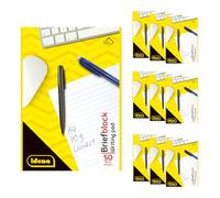 Idena 90431 - Bloc rayado A4, 10 unidades, bloc de notas con 50 hojas y sin márgenes, papel de 70 g/m², sin perforar y encolado por la parte superior