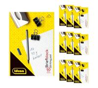 Idena 90432 - Bloc cuadriculado A4, 10 unidades, bloc de notas con 50 hojas y sin margen, papel de 70 g/m² sin perforar y encolado en la parte superior