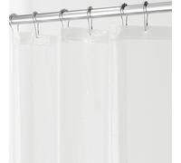 iDesign 12293EU Cortinas de baño de tela, Cortina impermeable de poliéster, Cortina de ducha resistente al moho, Transparente, 180 x 200 x 0.25 cm